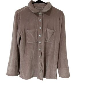 Soft Surrounding Blush Pink Cozy Velour Shacket Oversized Shirt Women’s Jacket